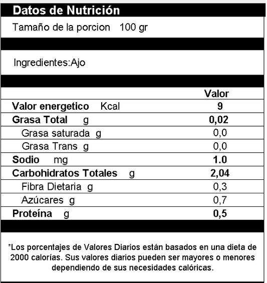 Condimento de Ajo en Polvo sin Sal