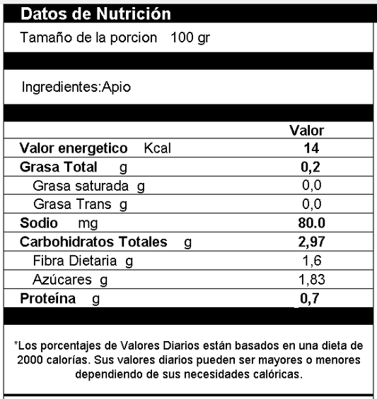 Apio Deshidratado  En Trozo