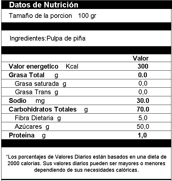 Piña En Cubos Deshidratada
