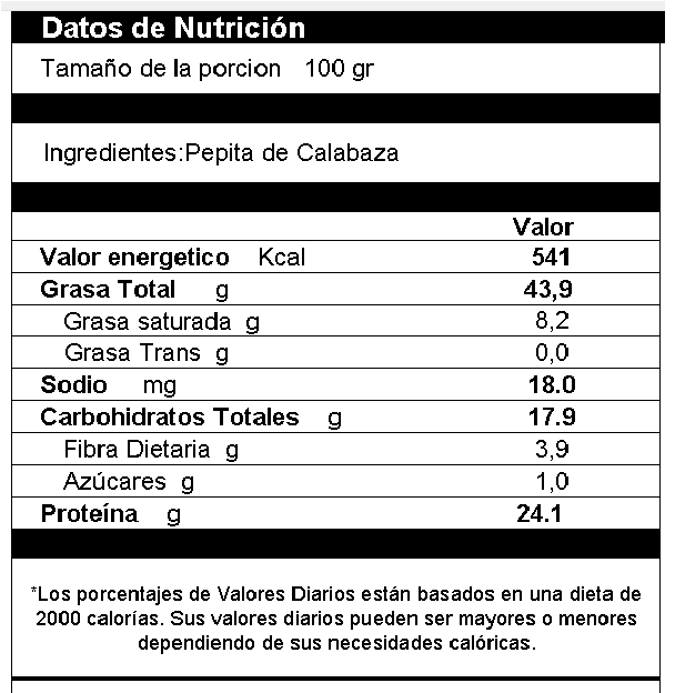 Pepita De Calabaza Pelada Importada