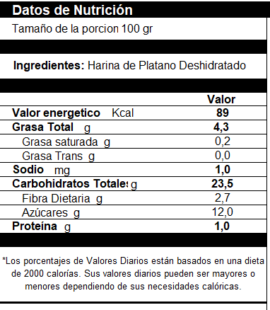 Harina De Plátano Deshidratado con Miel